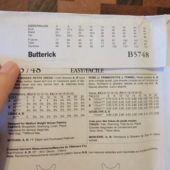 Butterick 5748 - Uncut - 1960 Vintage Reproduction - Sizes 6-14 - Picture 3 of 3